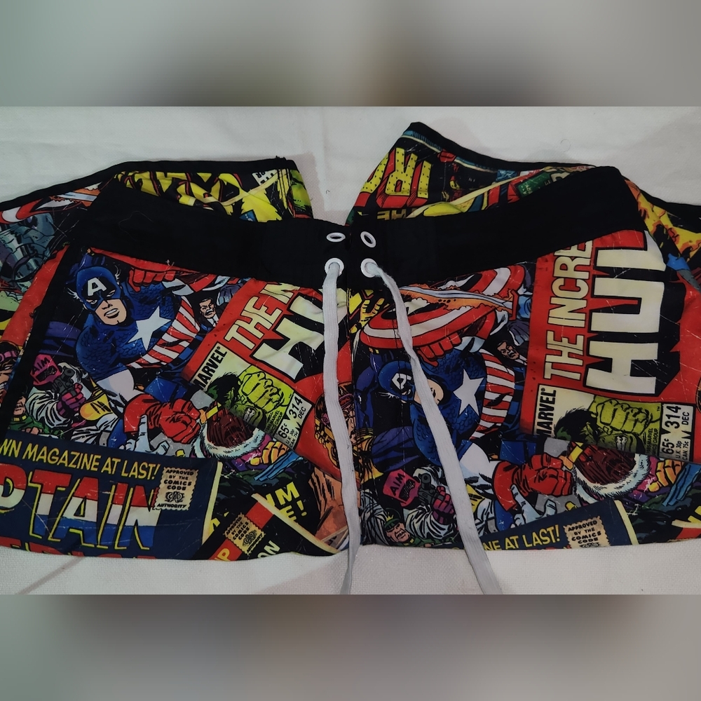 Marvel Collage Swim Trunks Sz L